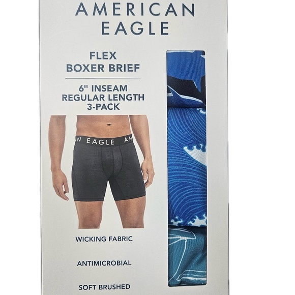 American Eagle Outfitters Other - AMERICAN EAGLE Flex 6” Boxer Brief 3 Pack Mens XXL Blue Wicking Underwear